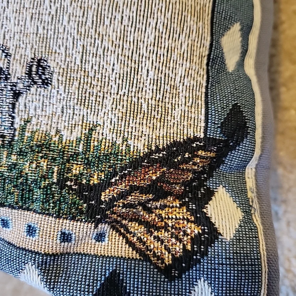 1 Tapestry Pillows Rabbit Flowers Butterflies Easter Spring Cushion 16